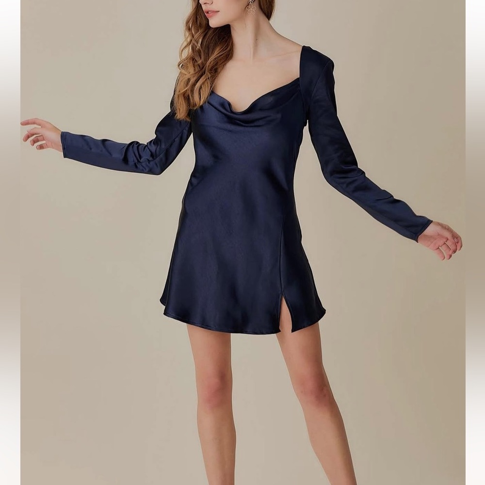 Mustard Seed Midnight Blue Long Sleeve Dress
